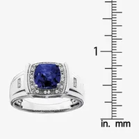 Mens 1/10 CT. T.W. Lab Created Blue Sapphire 14K White Gold Fashion Ring