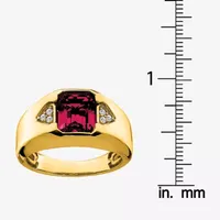 Mens 1/10 CT. T.W. Lab Created Red Ruby 14K Gold Fashion Ring