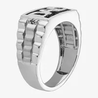 Mens Diamond Accent Black Onyx 14K White Gold Fashion Ring