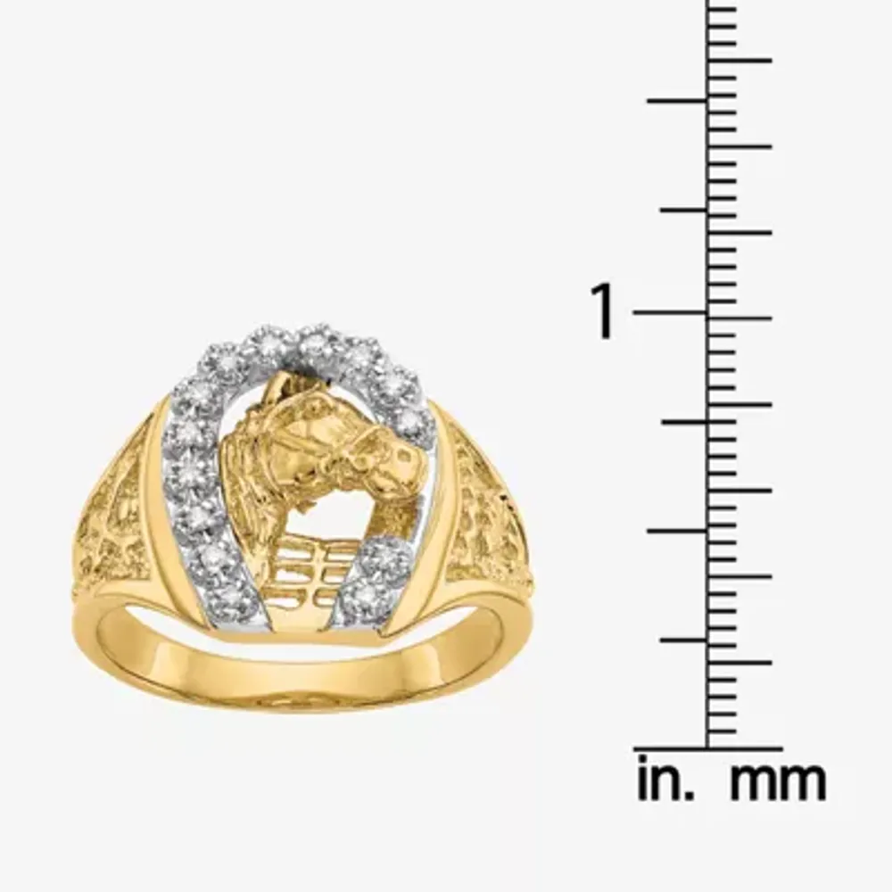 Mens 1/8 CT. T.W. Mined White Diamond 14K Two Tone Gold Fashion Ring