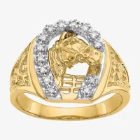 Mens 1/8 CT. T.W. Natural White Diamond 14K Two Tone Gold Fashion Ring