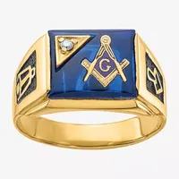 Mason'S Mens Diamond Accent Genuine Blue Spinel 14K Gold Fashion Ring