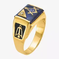 Mason'S Mens Diamond Accent Genuine Blue Spinel 14K Gold Fashion Ring