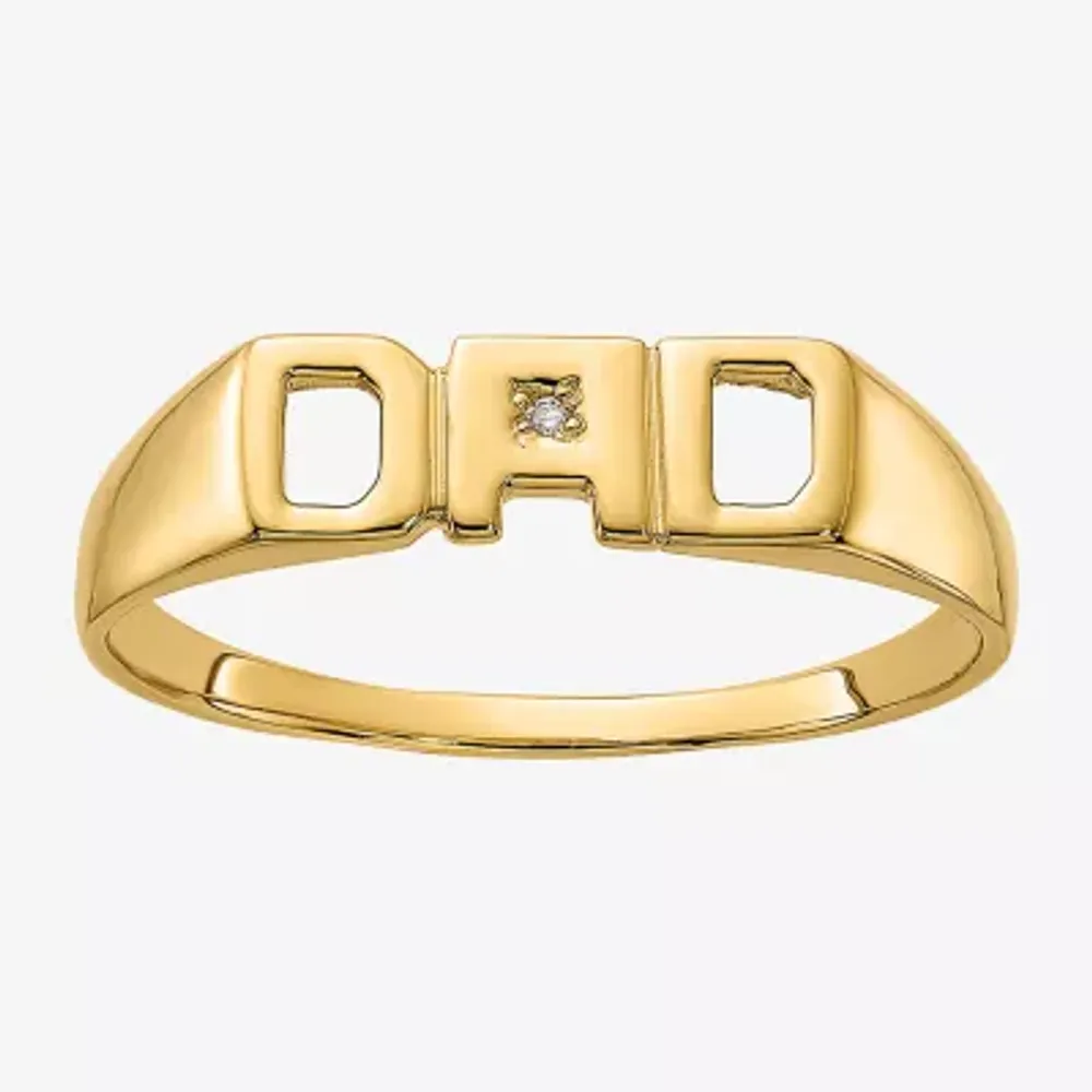 Dad" Mens Diamond Accent Mined White 14K Gold Fashion Ring