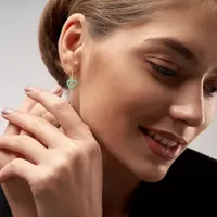 Genuine Green Emerald 10K Gold Heart Drop Earrings