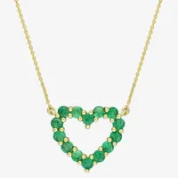 Womens Genuine Green Emerald 10K Gold Heart Pendant Necklace