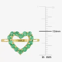 Womens Genuine Green Emerald 10K Gold Heart Cocktail Ring