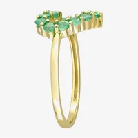 Womens Genuine Green Emerald 10K Gold Heart Cocktail Ring