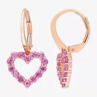 Genuine Pink Sapphire 10K Rose Gold Heart Drop Earrings