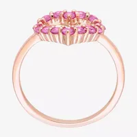 Womens Genuine Pink Sapphire 10K Rose Gold Heart Cocktail Ring