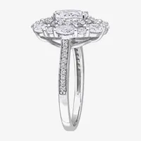 Womens Lab Created White Sapphire 10K Gold Cocktail Ring