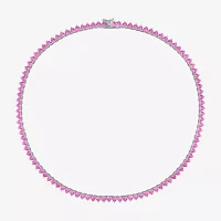 Womens Sapphire Sterling Silver Inch Tennis Necklace