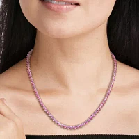 Womens Sapphire Sterling Silver Inch Tennis Necklace