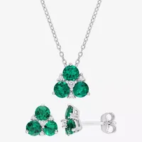 Lab Created Green Emerald Sterling Silver 2-pc. Jewelry Set