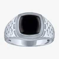 Mens Genuine Onyx Sterling Silver Fashion Ring