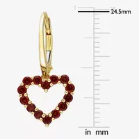 Genuine Red Garnet 10K Gold Heart Drop Earrings