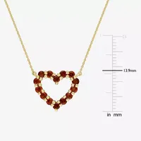 Womens Genuine Red Garnet 10K Gold Heart Pendant Necklace