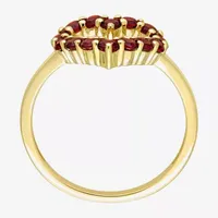 Womens Genuine Red Garnet 10K Gold Heart Cocktail Ring