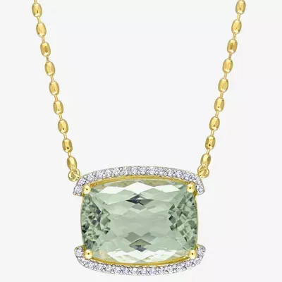 Womens Genuine Green Quartz 18K Gold Over Silver Pendant Necklaces