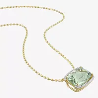 Womens Genuine Green Quartz 18K Gold Over Silver Pendant Necklace