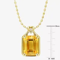 Womens Genuine Yellow Citrine 18K Gold Over Silver Pendant Necklace