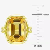 Womens Genuine Yellow Citrine 18K Gold Over Silver Cocktail Ring
