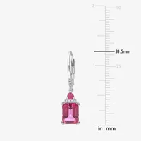 Genuine Pink Topaz & 1/10 CT. T.W. Genuine Diamond Sterling Silver Drop Earrings