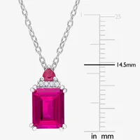 Womens Diamond Accent Genuine Pink Topaz Sterling Silver Pendant Necklace