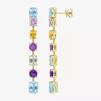 Genuine Multi Color Topaz 14K Gold Drop Earrings