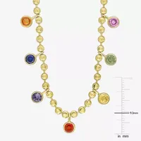 Womens Genuine Multi Color Sapphire 10K Gold Collar Necklace