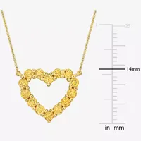 Womens Genuine Yellow Citrine 10K Gold Heart Pendant Necklace