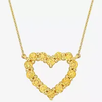 Womens Genuine Yellow Citrine 10K Gold Heart Pendant Necklace