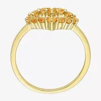 Womens Genuine Yellow Citrine 10K Gold Heart Cocktail Ring