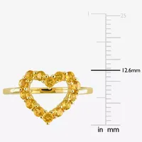 Womens Genuine Yellow Citrine 10K Gold Heart Cocktail Ring