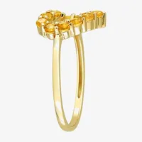 Womens Genuine Yellow Citrine 10K Gold Heart Cocktail Ring