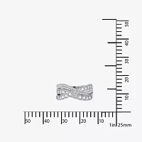 Diamonart® Cubic Zirconia Sterling Silver Criss Cross Ring