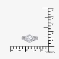 DiamonArt® Cubic Zirconia Sterling Silver Halo Ring