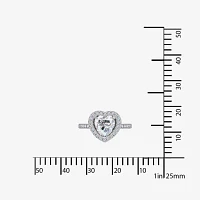 DiamonArt® Cubic Zirconia Sterling Silver Heart Halo Ring