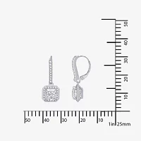 100 Facets by DiamonArt® Square Halo Cubic Zirconia Drop Earrings