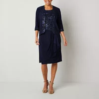 Maya Brooke Womens Embellished Jacket Dress