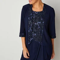 Maya Brooke Womens Embellished Jacket Dress