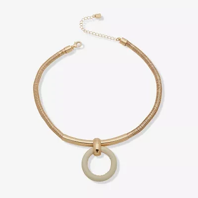 Worthington Gold Tone Womens 8 1/2 Inch Pendant Necklace