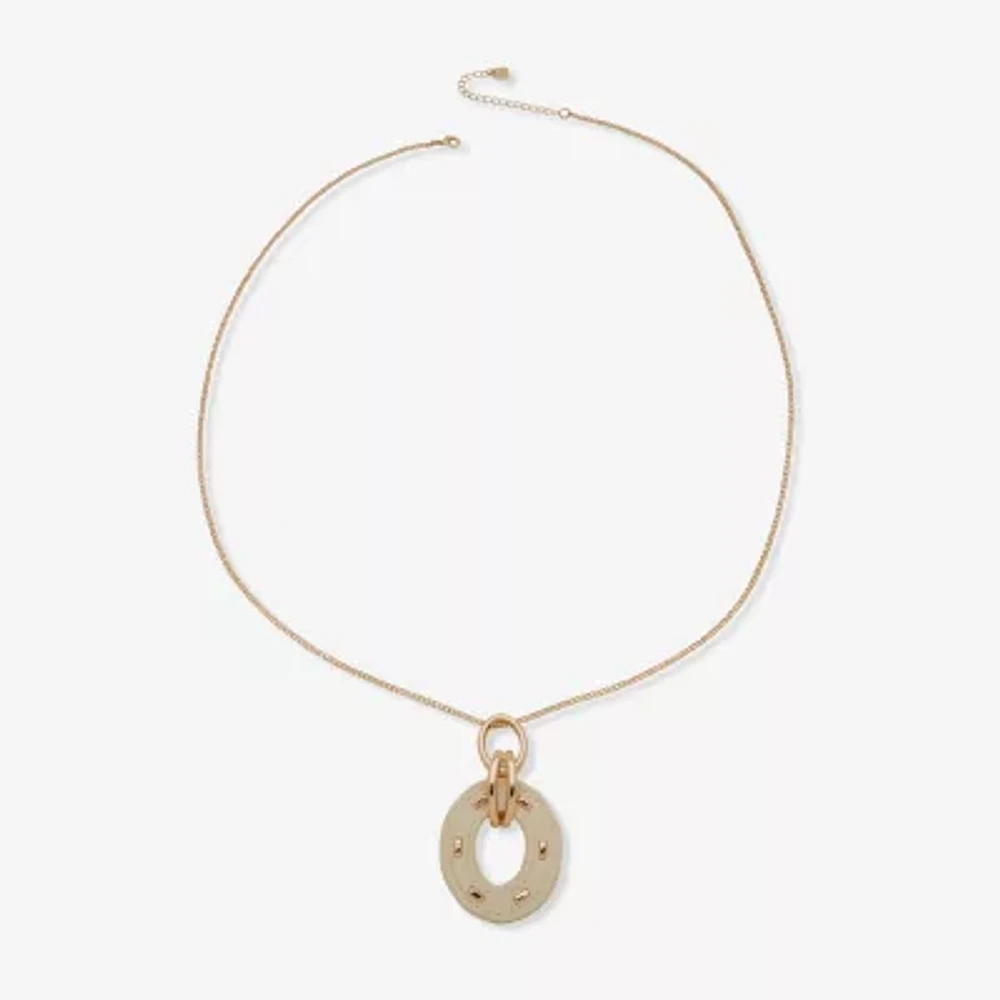 Worthington Gold Tone Womens Inch Pendant Necklace