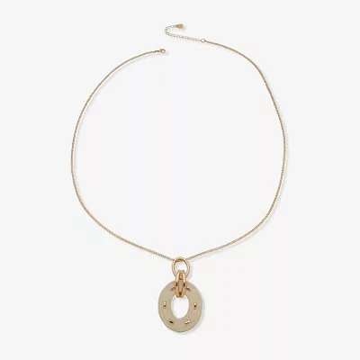 Worthington Gold Tone Womens Inch Pendant Necklace