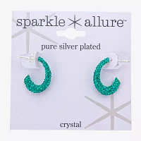 Sparkle Allure Womens Green Crystal 18.8mm Hoop Earrings