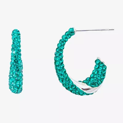 Sparkle Allure Womens Green Crystal 18.8mm Hoop Earrings