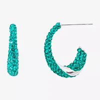 Sparkle Allure Womens Green Crystal 18.8mm Hoop Earrings