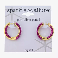 Sparkle Allure Womens Crystal 10K Gold Over Brass 20.1mm Hoop Earrings