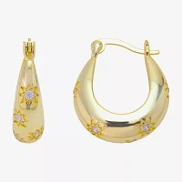 Sparkle Allure Silver Reflections Womens Glass 10K Gold Over Brass 20.3mm Star Hoop Earrings