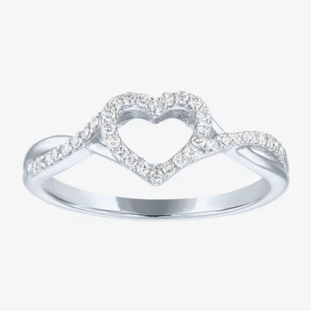 Heart (Gh / Si2 I1) Womens 1/6 CT. T.W. Lab Grown White Diamond 10K Gold Cocktail Ring